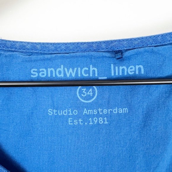 Anthropologie 100% Linen Dip Dye Ombre Mini Midi Dress Casual Sun Summer Pockets - Picture 6 of 10